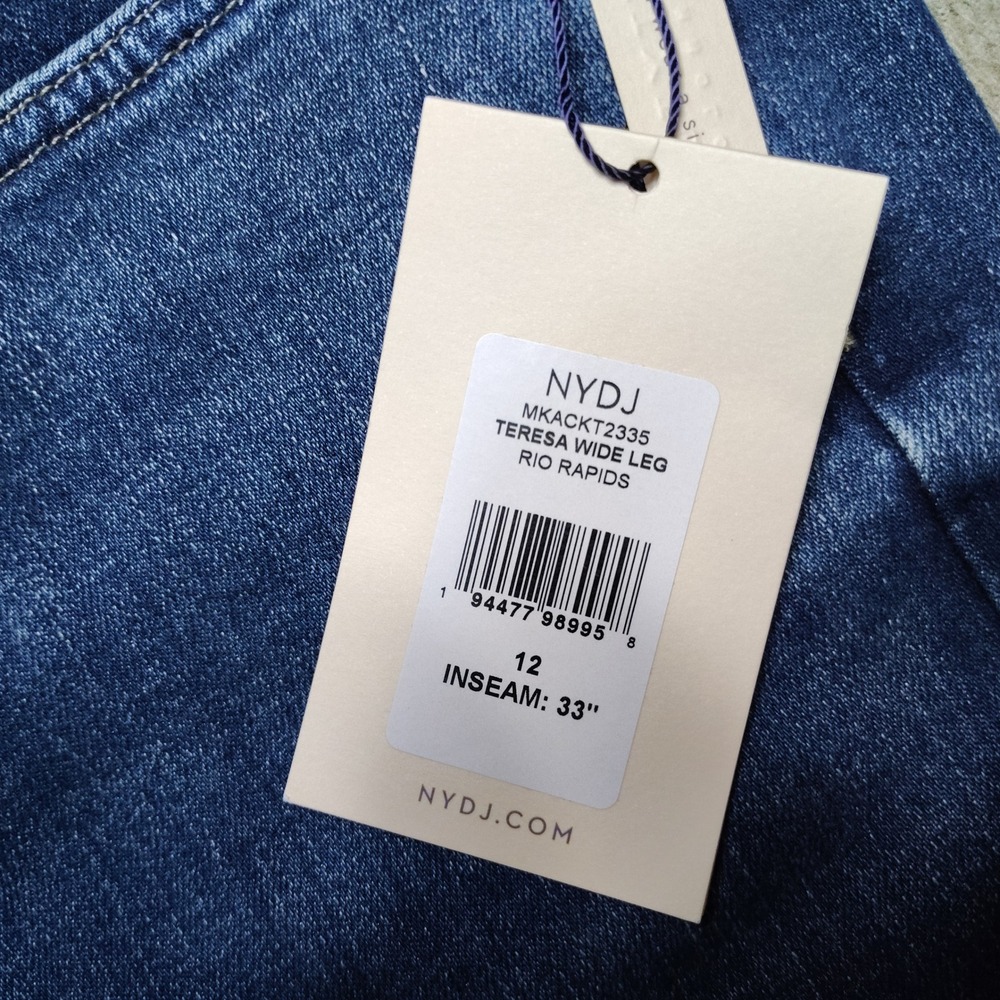NYDJ Teresa Wide Leg Womens 12 Rio Rapids NWT Lift Tuck Stretch Denim Jeans - Picture 3 of 7